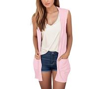 Kielsjajd Damen Lassig Armellose Leichte Strickjacke Offene Vorderseite Tunika Weste, Strickjacke Damen Lang Cardigan Sommer Leicht Sweater Cardigan Casual Elegant Sommerjacken Cardigan Blazer