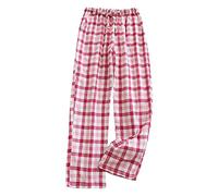 Kielsjajd Frühling/Sommer Karierte Pyjamahose Damenhose Lockere und Bequeme große Oberbekleidung Four Seasons Home Furnishings Damen-Cartoon-Haushose Outdoor Hose Damen Sommer 42 (Pink #2, M)