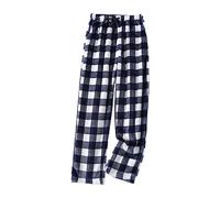 Kielsjajd Frühling/Sommer Karierte Pyjamahose Damenhose Lockere und Bequeme große Oberbekleidung Four Seasons Home Furnishings Damen-Cartoon-Haushose Hose Damen Vintage (Blue-1, XL)