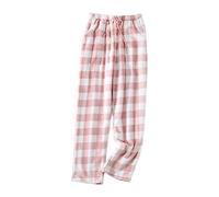 Kielsjajd Frühling/Sommer Karierte Pyjamahose Damenhose Lockere und Bequeme große Oberbekleidung Four Seasons Home Furnishings Damen-Cartoon-Haushose Hose Damen Vintage (Pink-1, M)