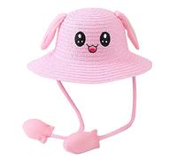 Kielsjajd Mädchen Sonnenhut Sommer Kinderhut Sonnenschutz mit Ohren, Baby Summer Kinder Ohren Sunhat mit Sich bewegender Kaninchenmütze Baby Sonnenhut Mädchen Sommermützen für 1-8 Jahre (D-a, 54)