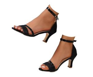 Kielsjajd Sandalen Damen mit Absatz Elegant Riemchenpumps Sommer Glitzer Pumps Elegant Sandaletten Strass Hohe Schuhe Party Hochzeit Absatzschuhe Weiche Sandalen Strand Sandals High Heels 36-43
