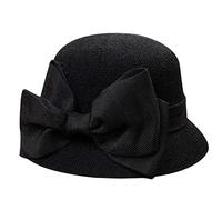 Kielsjajd Strohhut mit Schleife Damenhut Sommerhut Sonnenhut Strandhut Damen Damen Sonnenhut 1920er Jahre Cloche Hut mit Schleife Sommer Bucket Hat Bowler Sonnenhut für Damen (Black, One Size)