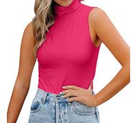 Kielsjajd Tank Top Damen Rollkragen Tops Rollkragenshirt Casual Shirt mit Stehkragen, Damen Stehkragen Tank Top Crop Oberteil Basic Slim Shirts Bauchfrei Tops Damen Rollkragen Ärmellos Top Sommer