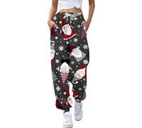 Kielsjajd Weihnachten Jogginghose Damen Hosen Druck Sportive Hosen Weihnachtshose Winter Freizeithose Trainingshose Sporthose Outdoor Hosen Weihnachtshosen Teenager MäDchen Joggerhose (A12 Grey, L)