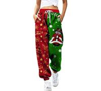 Kielsjajd Weihnachten Jogginghose Damen Hosen Druck Sportive Hosen Weihnachtshose Winter Freizeithose Trainingshose Sporthose Outdoor Hosen Weihnachtshosen Teenager MäDchen Joggerhose (A01 Gold, L)