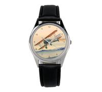 KIESENBERG Armbanduhr Doppeldecker Flugzeug Flieger Hobby Piloten Geschenk Fan Artikel Damen Herren Unisex Analog Quartz Lederarmband Uhr B-20568