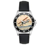 KIESENBERG Armbanduhr Lederarmband Uhr Doppeldecker Flugzeug Flieger Hobby Piloten Geschenk Fan Artikel Unisex Analog Quarz L-20568