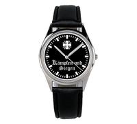 KIESENBERG Armbanduhr Soldat Bundeswehr Kämpfen und Siegen Geschenk Artikel Idee Fan Damen Herren Unisex Analog Quartz Lederarmband Uhr 36mm Durchmesser B-2164