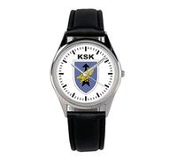 KIESENBERG Armbanduhr Soldat Bundeswehr KSK Wappen Geschenk Artikel Idee Fan Damen Herren Unisex Analog Quartz Lederarmband Uhr 36mm Durchmesser B-1130