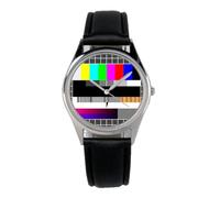 KIESENBERG TV Testbild Fan Uhr - Stilvolle Armbanduhr für Damen & Herren - Retro Kult Design Analog Quarz - Geschenkidee für Fans & Sammler B-2728