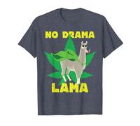 Kiffer T-Shirt Lama Alpaka Cannabis Marihuanna Ganja Weed T-Shirt, Herren, Blau Meliert, 5XL
