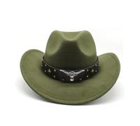 KIFSDLF Damen Herren Wolle Western Cowboy Hut for Gentleman Lady Winter Herbst Jazz Cowgirl Cloche für Derby für Hochzeiten, Partys(Red,Child 52-54CM)