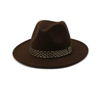 KIFSDLF Grün Weiß Schwarz Rosa Einfarbige Fedora-Hüte for Damen Herren Elegante Herbst-Winter-Klassiker-Party-Filzkappen für Derby für Hochzeiten, Partys(Coffee,59to60cm)