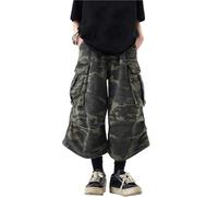 KIHFSODN Herren Jeans Shorts Y2k Baggy Long Jorts Camouflage Denim Cargo Shorts für Männer(XL)