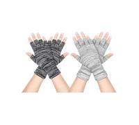 Kiiwah 2 Paar Fingerlose Handschuhe für Herren und Dame, Verlängern Handgelenk Handschuhe Ohne Finger, Strick Fingerhandschuhe Ohne Fingerkuppen für Arbeit, Sport, Winterliche Outdoor Aktivitäten
