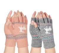 Kiiwah 2 Paar Fingerlose Handschuhe, Winter Gestrickte Halb Fingerhandschuhe Armstulpen Fingerhandschuhe Ohne Fingerkuppen Strickhandschuhe für Männer und Damen