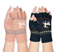 Kiiwah 2 Paar Fingerlose Handschuhe, Winter Gestrickte Halb Fingerhandschuhe Armstulpen Fingerhandschuhe Ohne Fingerkuppen Strickhandschuhe für Männer und Damen