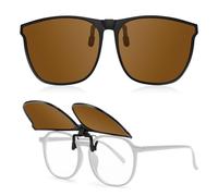 Kiiwah Polarisiert Sonnenbrillen Aufsatz Brille, UV400 Clip on Sonnenbrille für Brillenträger, Ultraleicht Sonnenbrille Zum Aufstecken Damen Herren (Braun)