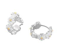 KIJSKKOPO Creolen Silber 925,Aushöhlen Textur Creolen 925 Sterling Silber Gänseblümchen Huggie Ohrringe Kreis Tropfen Ohrringe für Damen Mädchen Party Büro Urlaub Liebhaber Geschenke Edelsteinschmuck