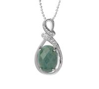 KIJSKKOPO Elegante, Ovale Halskette mit Anhänger aus Naturstein Im Eleganten Schliff, Zartes Schmuckstück aus Silber mit Zirkonia - Das Perfekte Accessoire Zum Muttertag, Geburtstag Oder Hochzeit
