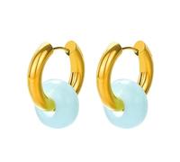 KIJSKKOPO Frauen Ohrringe,Boho Ohrringe Mit Blauem Kristall Creolen Chakra Reiki Energie Anhänger Earring Kreis Geometrische Tropfen Ohrhänger für Damen Und Mädchen Edelstein Schmuck