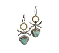 KIJSKKOPO Frauen Ohrringe,Boho Ohrringe mit Ethnischen Amazonen Stein Anhänger Earring Chakra Reiki Energie Indischer Vintage Antik Tropfen Ohrhänger für Damen Und Mädchen Edelstein Schmuck