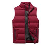 KIJSKKOPO Herren Weste Outdoor,Gesteppte Westen Und Bodywarmer für Herren In Übergröße, Schwarz, Ärmellose Jacke Mit Stehkragen Und Reißverschluss Und Taschen, Wattierte Winterweste, Oberbekle