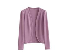 KIJSKKOPO Offene Shrug Bolero Cardigans für Damen, Vorne Weiß, Langärmlig, Lässige Kurze Jacke, Leichte Sommeroberteile für Kleider, Qipao, Abendhochzeit, Rosa, Lila, L