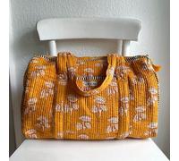 KIKOONI Handgefertigte große Baumwolltasche "K. Shopper" mystic flower gelb