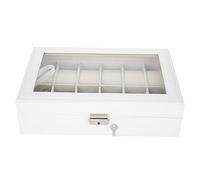 Kikumi Weiße Uhrenbox Damen, 32 X 22 X 11 Cm, 12 Fächer, PU-Leder, Armbanduhren, Vitrine, Schmuck, Aufbewahrungsbox, 6 Fächer
