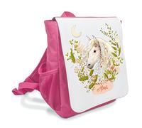 Kilala personalisierter Kinderrucksack Pferd nostalgie KIndergartentasche Kiga Geschenk Mädchen Pferdefreunde ab 3 Jahre (Pferd weiß)