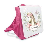 Kilala personalisierter Rucksack Pferd KIndergartentasche Kiga Geschenk Mädchen Pferdefreunde ab 3 Jahre (Pferd/Schmetterling)