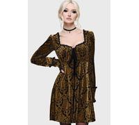 Killstar What Darkness Returns - Sitri Mini Dress Kurzes Kleid schwarz goldfarben in XL