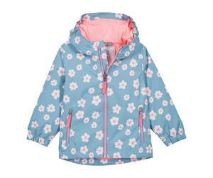 KILLTEC Regenjacke mit Kapuze und Mitwachsfunktion Blumen 98 hellblau/natur/rosa