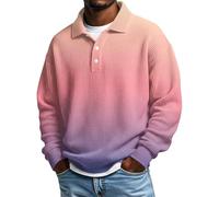 KILOXYEFRO Poloshirt Herren Herren Polo Langarmhemden Button-Down-Kragen Lässiges Lockeres Schnittmuster Mittelschweres Strukturiertes Strickoberteil Hemden Bügelfrei (Pink XXL)