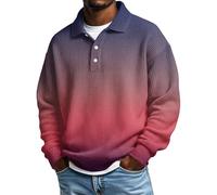 KILOXYEFRO Poloshirt Herren,Herren Polo, Langarmhemden, Button-Down-Kragen, lässiges, lockeres Schnittmuster, mittelschweres, strukturiertes Strickoberteil Hemden Bügelfrei (Hot Pink, XL)