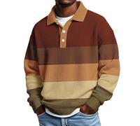 KILOXYEFRO Poloshirt Herren,polohemd Herren, Langarmhemden, Button-Down-Kragen, lässiges, lockeres Schnittmuster, mittelschweres, strukturiertes Strickoberteil Hemd Hell Blau (Brown, XXL)