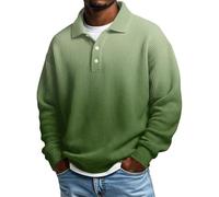 KILOXYEFRO Poloshirt Herren Polohemd Langarmhemden Button-Down-Kragen Lässiges Lockeres Schnittmuster Mittelschweres Strukturiertes Strickoberteil Holzfäller Hemd (Green XL)
