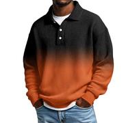 KILOXYEFRO Poloshirt Herren Poloshirt Langarmhemden Button-Down-Kragen Lässiges Lockeres Schnittmuster Mittelschweres Strukturiertes Strickoberteil Schwarzes Kurzarm Hemd (Black XXXL)