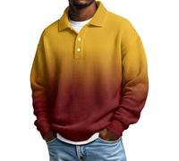 KILOXYEFRO Poloshirt Herren Poloshirts Langarmhemden Button-Down-Kragen Lässiges Lockeres Schnittmuster Mittelschweres Strukturiertes Strickoberteil Holzfäller Hemd (Gold XXXL)