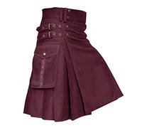 Kilt Herren Schottisch Klassischer Faltenrock Kariert Streetwear Rock Traditioneller Schottland Gothic Mode Schottischer Taschenröcke Punk Mittelalterliche Party Schottenrock Kleidung