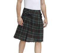 Kilt Herren Schottisch Schwarz Schottenrock Mit Tasche Männer Rock Goth Minirock Streetwear, Karo Taschen Kurzer Karierter Wickelrock