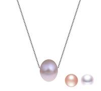 Kim Johanson Damen Perlenkette *Stella* aus 925 Sterling Silber mit einer echten Süßwasser Perle in Weiß, Rosa oder Lila inkl. Schmuckbeutel (Lila)