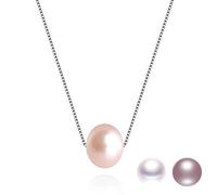 Kim Johanson Damen Perlenkette *Stella* aus 925 Sterling Silber mit einer echten Süßwasser Perle in Weiß, Rosa oder Lila inkl. Schmuckbeutel (Rosa)