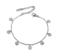 Kim Johanson Edelstahl Damen Fußkettchen *Verschiedene Modelle* in Silber | Fußkette mit Kugeln, Coins & Zirkonia | Fußband Rostfrei & Wasserfest | Frauen Boho Schmuck | Verstellbar inkl Schmuckbeutel