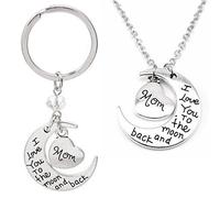 Kim Johanson Geschenkset für die Mama "I love you to the moon and back" Halskette & Schlüsselanhänger in Silber inkl. Geschenkverpackung