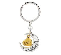Kim Johanson Mond Schlüsselanhänger Silber & Gold "Ich liebe dich bis zum Mond und zurück" inkl. Geschenkverpackung (Sohn)