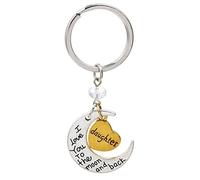 Kim Johanson Mond Schlüsselanhänger Silber & Gold "Ich liebe dich bis zum Mond und zurück" inkl. Geschenkverpackung (Tochter)