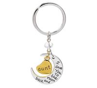 Kim Johanson Mond Schlüsselanhänger Silber & Gold "Ich liebe dich bis zum Mond und zurück" inkl. Geschenkverpackung (Tante)